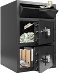 9.5 CUB Drop Safe Heavy Duty Dual Door Safe Box Fireproof Waterproof Money Safes Box withDigital Combination and Anti-Fishing & Free Fireproof Bag for Home Office Jewelry Documents
