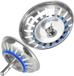 2 PCS Sink Strainer, Stainless Steel Kitchen Sink Stopper, Clog-Free, Bathroom and Washroom Hair Catcher Sink Plug