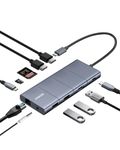 Anker USB C Hub, 11-in-1 Docking Station Dual Monitor, 10 Gbps USB-C and USB-A Data Ports, 4K HDMI and DisplayPort, 85W Power Delivery, 2 Data Ports, Ethernet, for XPS