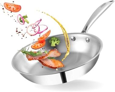 Vinod Platinum Triply Stainless Steel Frying Pan - 2.2 L, 24 cm | 2.5 mm Thick Tri ply Cookware | Heavy-Bottom Frypan for Healthy, Low-Oil Cooking | Induction and Gas Compatible | Scratch Resistant