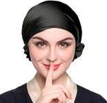 LilySilk Silk Bonnet for Sleeping Womens Sleep Cap 100% 19MM Mulberry Silk for Long Curly Hair Adjustable Stretchy Black