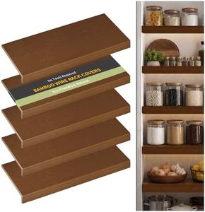 ClimbHope Wire Shelf Covers, Bamboo Wire Rack Covers for Pantry, Closet,Kitchen (5pcs, 36" W x 16" D, Walnut)
