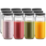 Paksh Novelty 12-Pack Travel Glass Drinking Bottles - 16 Ounce Mason Jars with BPA-Free Plastic Airtight Lids - Reusable and Versatile Glass Water Bottles