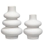 Briful Ceramic White Vases Set, Modern Ceramic Stacked Circles Vases, Glazed Round Donut Vases for Dried Flower, Pampas Grass, Contemporary Abstract Cylinder Vase for Home Decor Centerpiece Wedding