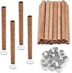 SWIGRANCE 20 Set Wood Spiral Candle Wicks 4x0.32inch / 100x8mm, Wood Wick Tube with Iron Stands for Candle Making, Natural Round Wooden Wick Core Handmade Candles Supplies