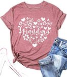 Grandma Shirts Women Grandmother Heart Printed Tshirt Floral Mama Casual Tee Mother Short Sleeve Top Shirt, Pink, Medium