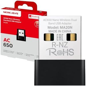 Mercusys TP-Link MA20N Adattatore WiFi USB Scheda di Rete, AC650 Nano Scheda, Dual Band, USB 2.0, WPA3,Plug & Play, Windows 11/10