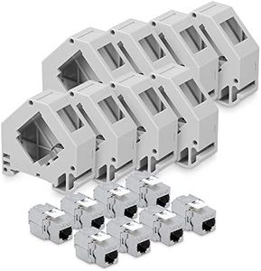 kwmobile Set Modulo Keystone e Adattatore Barra DIN - 8X Moduli Keystone Cat 6A schermati Presa RJ45-8X Supporti adattatori - Montaggio Semplice