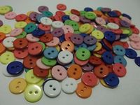 50 Pieces - Cute Multicolor 11mm Round Resin Sewing Buttons (2 Holes) - for Knitting, Clothing, Crafts, Arts