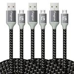 Micro USB Charger Cable, Fasgear 3 Pack 10ft/3m Long Nylon Braided Fast Charging Cord Compatible Samsung Galaxy S7 S6 Edge J7, HTC, Nexus, LG, Sony, PS4 and More Android Devices (3pcs Black)