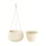 Stolmet 37cm Round Hanging Planters for Indoor Outdoor Garden Hanging Baskets for Plants with Chain (29cm, Cream)