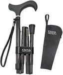 KMINA PRO - Folding Walking Canes for Seniors, Carbon Fiber Walking Cane, Canne de Marche, Foldable Walking Cane for Men, Lightweight Walking Cane for Women, Black Carbon Fiber Cane