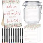 Sintuff 114 Pcs Bridal Shower Favors 1 Advice and Wishes Flowers Wooden Sign 100 Advice for The Bride Cards with 12 Fineliner Ink Pens and 1 PET Bottle Bridal Shower Games for Wedding Reception