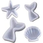 4Pcs Epoxy Mold Mermaid Tail Starfish Seashell DIY Resin Craft Making Silicone Mold