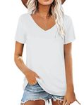 Lime Flare Womens Summer Tshirts V Neck Casual Short Sleeve Tunic Tops Tees (White,Medium,Medium,39.88)