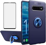 Asuwish Phone Case for Samsung Galaxy S10 Plus with Screen Protector Cover and Ring Holder Stand Slim Hybrid Protective Cell Glaxay S10+ Galaxies S10plus 10S Edge S 10 10plus Cases Women Men Blue