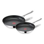 Jamie Oliver by T-fal Stainless Steel Non-Stick Frying Pan 2 PCs Set (24/28cm) with induction