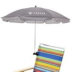 AMMSUN Chair Umbrella with Universal Clamp 43 inches UPF 50+, Portable Clamp on Patio Chair, Beach Chair, Stroller, Sport chair, Wheelchair and Wagon, Grey