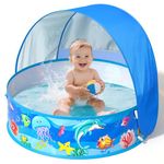 Baby Paddling Pool with Sun Shade UPF50+, Portable Pop up Beach Tent with Carry Bag, 4 in 1 Baby Pool with UV Sun Shelter Canopy, Summer Essentials for Beach Holiday Camping Picnics Travel