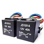 Automotive Relay Kit Artrinck 5-Pin JD1914 12V 40Amp with Interlocking Sockets and Color-Coded Tinned Copper Wire Harness (2 Kits)