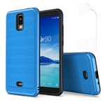 jioeuinly Blu View 3 Case Compatible for Blu View3 B140DL Phone Case + Film Soft TPU Screen Protector, PC + TPU Thickened Buffer Protection Blue