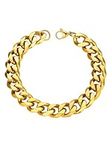 PROSTEEL Mens Chunky Gold Bracelet 21CM Curb Wrist Chain Women Valentines Day Gifts 12mm Chunky Gold Plated Bracelet