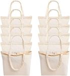 10 Pack Canvas Totes Bag with Zipper, Blank Reusable Grocery Shopping Tote Bags for Women Men Kitchen DIY Advertising Promotion Gift Giveaway Activity - 16.5 x 13.4 Inch