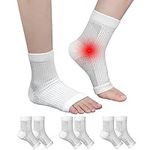 3 Pairs Neuropathy Socks Compression Socks for Women and Men Plantar Fasciitis Relief Socks Provides Ankle Support Foot Brace Heel Pain Relief Black/White (S-M, White)