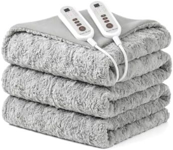 Cozy Bliss Heated Blanket Electric Throw, 84"x90" Wave-Textured Faux Fur Heating Blanket with 8 Heat Levels, 8 Timer Settings, Overheat Protection ETL Certified, Machine Washable, Gray