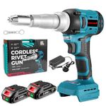 ONEVAN Cordless Rivet Gun Battery Riveting Pliers - with 260 N·m Max Torque, Cordless Pop Rivet Stroke Length 20 mm, with 2 2000mAh Batteries of for 2.4-5.0 mm Blind Rivets