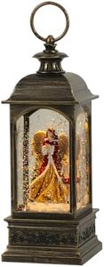 Eldnacele Angel Music Snow Globe Lantern with 6 Hour Timer, Battery Operated & USB Powered Singing Lighted Lamp Swirling Water Glittering Christmas Decoration Holiday Decor Lantern