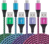 Micro USB Cable, [4Pack/3Ft] Android USB Male to Micro B Charger Cord, Fast Charging Speed Data Wire Nylon Colored Braided Powerline Cable for Samsung Galaxy S7 S6 J7 J3 J8 A01 Kindle Fire Droid