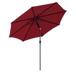 COSTWAY 3M Garden Parasol, Waterproof Patio Umbrella with Tilt & Crank Handle, 8 Ribs UV Protective Outdoor Table Sun Shade Canopy for Market Yard Pool (Wine)