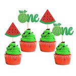 Ercaio 24 Pack Watermelon Cupcake Topper Glitter One in a Melon Cupcake Picks Watermelon 1st Cupcake Picks Fruit Theme Birthday Baby Shower Party Cake Decorations Supplies