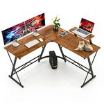 Mr IRONSTONE L Shaped Desk, Computer Corner Desk, Home Gaming Desk, Office Writing Workstation with Large Monitor Stand, Space-Saving, Easy to Assemble, (Black Metal Frame,Vintage)