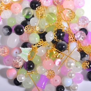 120g Random Glass Beads Kit for Jewelry Making, 6-10mm Round Crystal Glass Beads for Bracelet Making (Mixed Color)