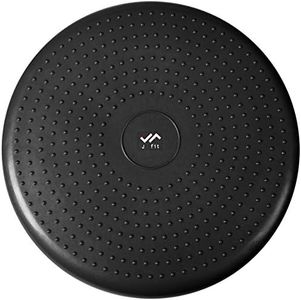 j/fit Inflatable Balance & Stability Disc: Large Yoga Wobble Cushion Trainer with Pump - Core Fitness & Workout Equipment Discs for Home - Office Chair, Ankle Strength Training & Dog or Pet Activity: Black, 13-Inch