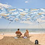 WEKAPO Beach Tent Sun Shelter - Easy Setup Beach Canopy with 4 Sturdy Poles, Large Sandbags and Shovel, 7'1'' Tall, Windproof Beach Sun Shade for Backyard and Camping, UPF 50+ Protection