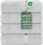 Chakir Turkish Linens |Hotel & Spa Quality 100% Cotton Premium Turkish Towels | Soft & Absorbent (Silver Gray, Bath Towel - Set of 4)