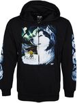 Men's Snow Wolf Printed Hooded Jacket Long Sleeves with Front and Back Big Wolf Print (Medium, Black)