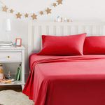 Amazon Basics Kid's Sheet Set - Soft, Easy-Wash Lightweight Microfiber - Full, Red