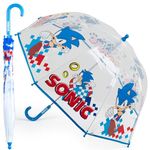 SONIC THE HEDGEHOG Clear Umbrella for Boys - Folding Dome Birdcage Umbrella Kids - Lightweight Travel