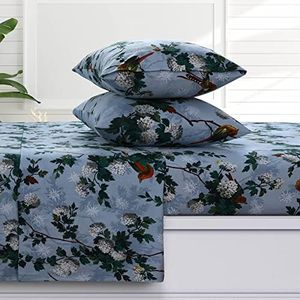 Tribeca Living Celina Floral 170-GSM Flannel Extra Deep Pocket Sheet Set with Oversized Flat, 100% Cotton, Super Soft, Warm, Cozy Bed Sheet, Queen Multi,CELFLOSHEQU