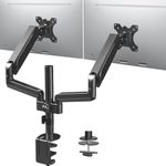 VIVO 17 to 32 inch Dual Pneumatic Monitor Mount, 2 Pneumatic Arms, Adjustable Swivel, Rotation, Heavy Duty VESA Desk Stand with C-clamp, Grommet, Max VESA 100x100, Black, STAND-V002K