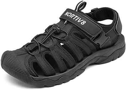 NORTIV 8 Men's Sandals, Closed Toe Athletic Sport Sandals, Mens Summer Shoes, Lightweight Trail Walking Sandals for Men Black Size 6 US SNAS222M