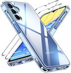 ivoler Cover for Samsung A15 Phone Case, 2 Pack Tempered Glass Screen Protector, [3 in 1] Slim Soft TPU Shockproof Anti-Scratch Galaxy A15 5G / 4G Case - Clear