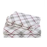 Comfort Spaces Cotton Flannel Breathable Warm Deep Pocket Sheets with Pillow Case Bedding, King, Grey/Red Plaid 4 Piece