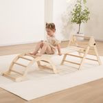 Giant bean 5-in-1 Foldable Wooden Climbing Pikler Triangle Set with Sliding Ramp & Climbing Arch Ramp, Outdoor & Indoor Toddler Climbing Toys for Toddlers 2-3