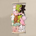 GUIGUZI Stuffed Animal Storage, Corner Soft Toy Storage, Wood Toy Shelves for Kids Bedroom, Toddler Play Room, Plush Toy Storage, Upgraded Wooden Plushies Organizer with Star Pattern