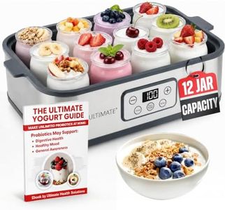 Ultimate Probiotic Yogurt Maker XL - Adjustable Time & Temperature Control - 50% More Capacity with 12 x 6oz Yogurt Jars - Make Trillions of Probiotics for Gut Health - ULTIMATE LIFETIME WARRANTY
